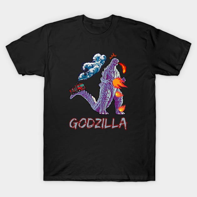 Funny Godzilla - Godzilla Self Burn T-Shirt by SEIKA by FP